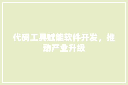 代码工具赋能软件开发，推动产业升级