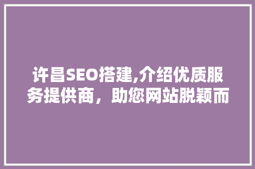 许昌SEO搭建,介绍优质服务提供商，助您网站脱颖而出