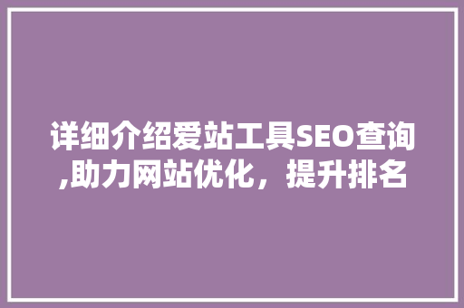 详细介绍爱站工具SEO查询,助力网站优化，提升排名之路