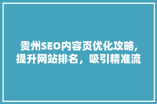 贵州SEO内容页优化攻略,提升网站排名，吸引精准流量