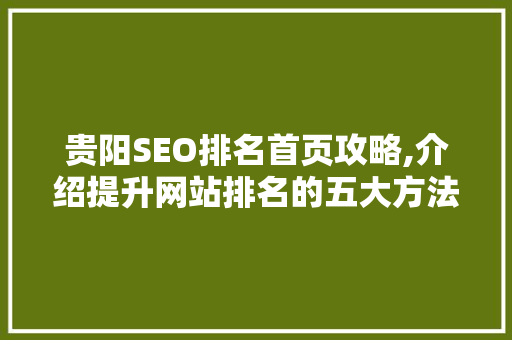 贵阳SEO排名首页攻略,介绍提升网站排名的五大方法