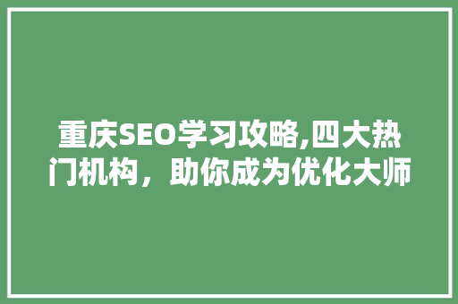 重庆SEO学习攻略,四大热门机构，助你成为优化大师