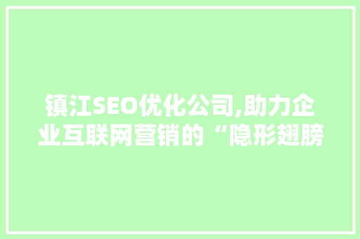 镇江SEO优化公司,助力企业互联网营销的“隐形翅膀”
