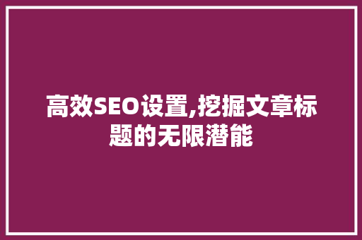 高效SEO设置,挖掘文章标题的无限潜能