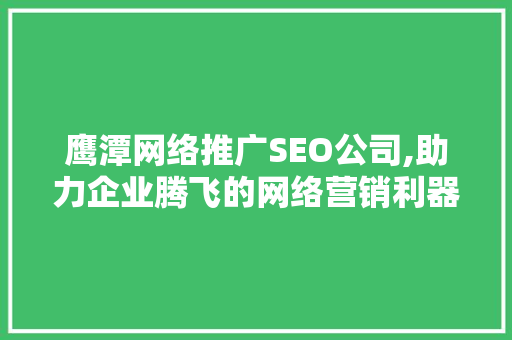 鹰潭网络推广SEO公司,助力企业腾飞的网络营销利器