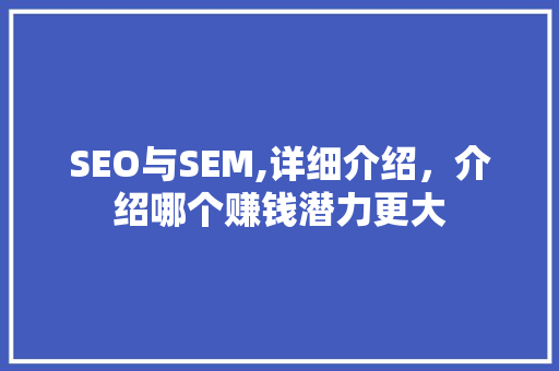 SEO与SEM,详细介绍，介绍哪个赚钱潜力更大  第1张
