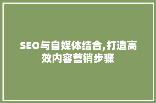 SEO与自媒体结合,打造高效内容营销步骤