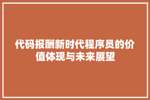 代码报酬新时代程序员的价值体现与未来展望