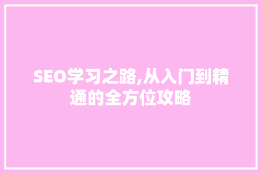 SEO学习之路,从入门到精通的全方位攻略
