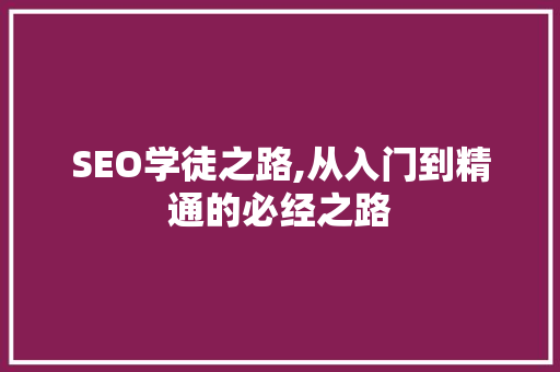 SEO学徒之路,从入门到精通的必经之路