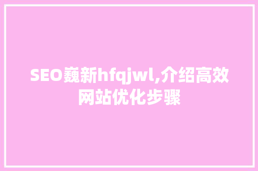 SEO巍新hfqjwl,介绍高效网站优化步骤