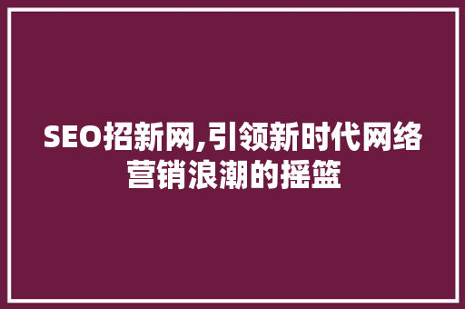 SEO招新网,引领新时代网络营销浪潮的摇篮