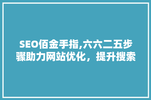 SEO佰金手指,六六二五步骤助力网站优化，提升搜索引擎排名