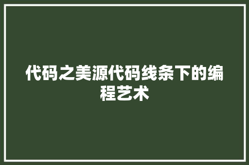 代码之美源代码线条下的编程艺术
