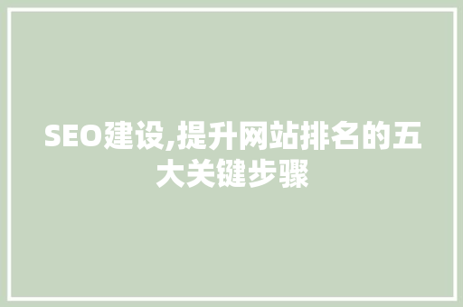 SEO建设,提升网站排名的五大关键步骤