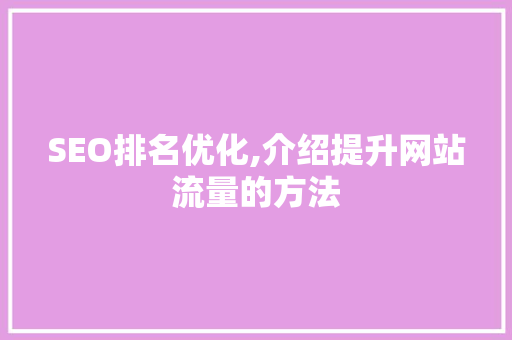 SEO排名优化,介绍提升网站流量的方法