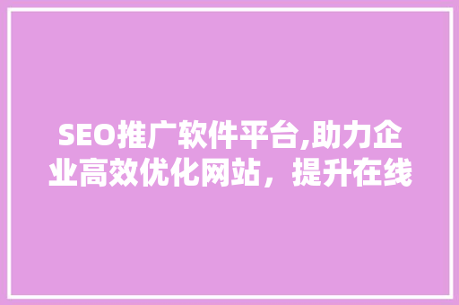 SEO推广软件平台,助力企业高效优化网站，提升在线竞争力