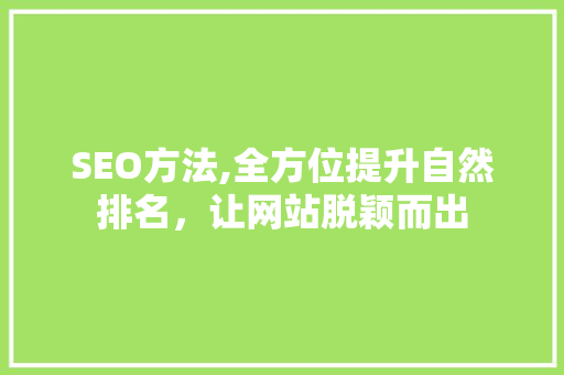 SEO方法,全方位提升自然排名，让网站脱颖而出