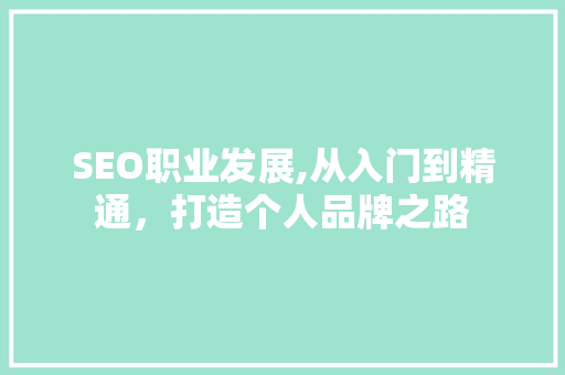 SEO职业发展,从入门到精通，打造个人品牌之路