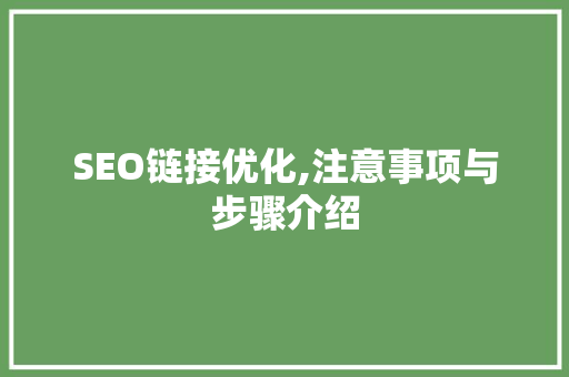 SEO链接优化,注意事项与步骤介绍