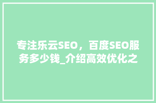 专注乐云SEO，百度SEO服务多少钱_介绍高效优化之路