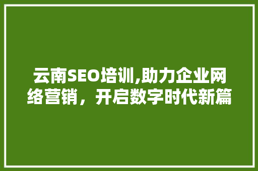 云南SEO培训,助力企业网络营销，开启数字时代新篇章