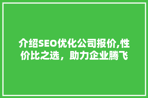 介绍SEO优化公司报价,性价比之选，助力企业腾飞