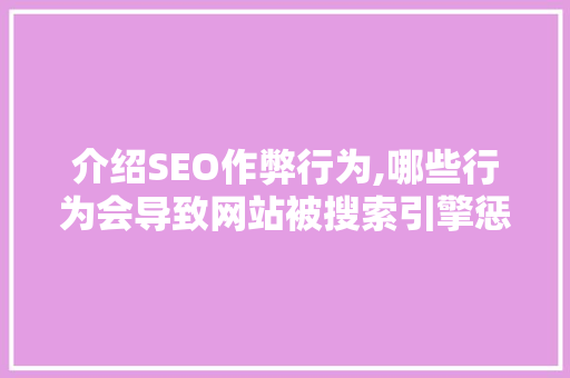 介绍SEO作弊行为,哪些行为会导致网站被搜索引擎惩罚