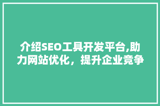 介绍SEO工具开发平台,助力网站优化，提升企业竞争力