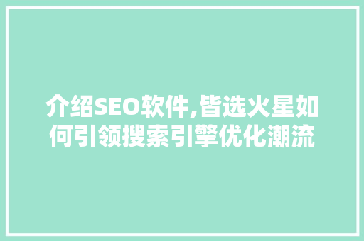 介绍SEO软件,皆选火星如何引领搜索引擎优化潮流