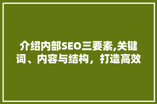 介绍内部SEO三要素,关键词、内容与结构，打造高效网站