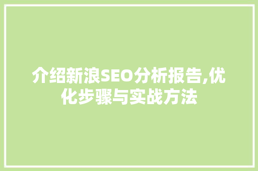 介绍新浪SEO分析报告,优化步骤与实战方法