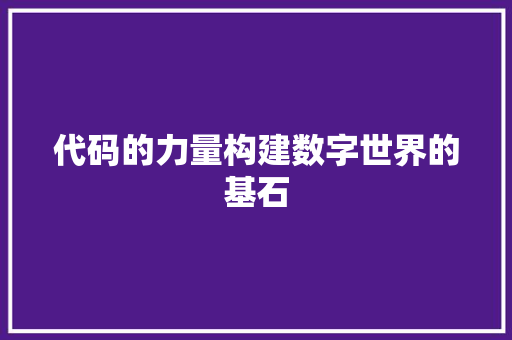 代码的力量构建数字世界的基石