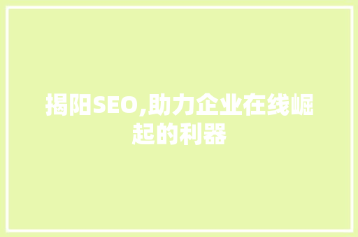 揭阳SEO,助力企业在线崛起的利器
