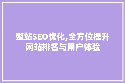 整站SEO优化,全方位提升网站排名与用户体验