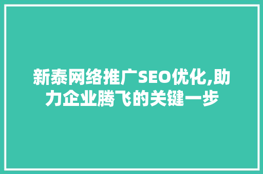 新泰网络推广SEO优化,助力企业腾飞的关键一步