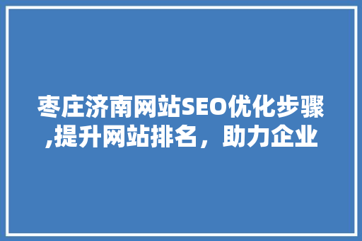 枣庄济南网站SEO优化步骤,提升网站排名，助力企业腾飞