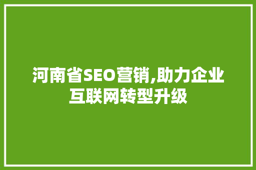 河南省SEO营销,助力企业互联网转型升级