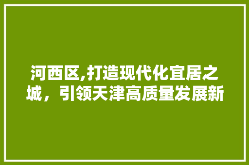 河西区,打造现代化宜居之城，引领天津高质量发展新篇章