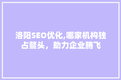 洛阳SEO优化,哪家机构独占鳌头，助力企业腾飞