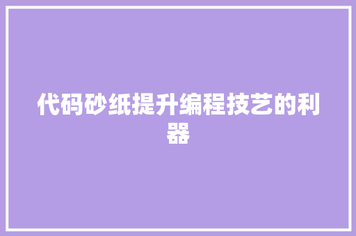 代码砂纸提升编程技艺的利器