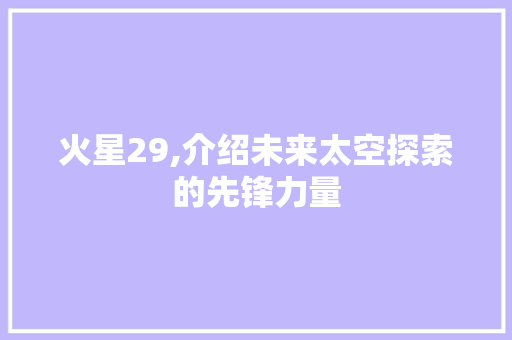 火星29,介绍未来太空探索的先锋力量