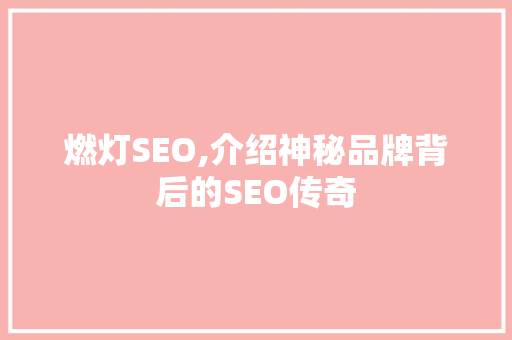 燃灯SEO,介绍神秘品牌背后的SEO传奇