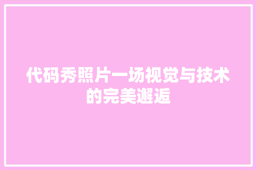 代码秀照片一场视觉与技术的完美邂逅