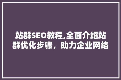 站群SEO教程,全面介绍站群优化步骤，助力企业网络营销