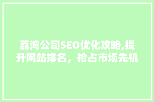 荔湾公司SEO优化攻略,提升网站排名，抢占市场先机  第1张