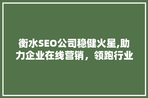 衡水SEO公司稳健火星,助力企业在线营销，领跑行业新潮流