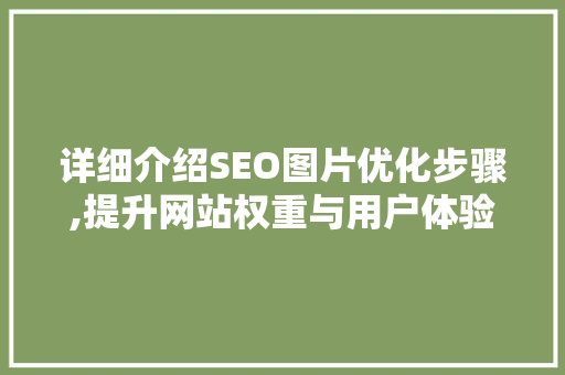 详细介绍SEO图片优化步骤,提升网站权重与用户体验的方法