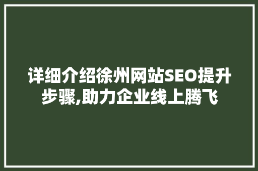 详细介绍徐州网站SEO提升步骤,助力企业线上腾飞