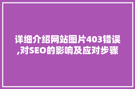 详细介绍网站图片403错误,对SEO的影响及应对步骤